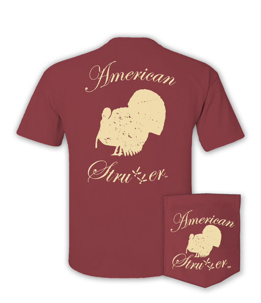 American Strutter® Distressed Logo Men's T-Shirt (Crimson)
