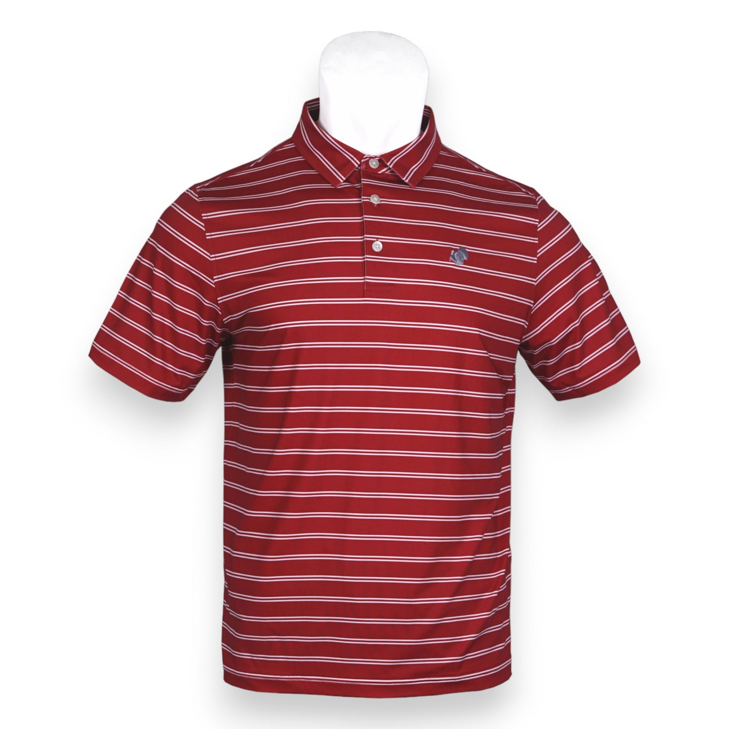 Youth American Strutter® Performance Polo (Crimson and White with Gray Embroidery)