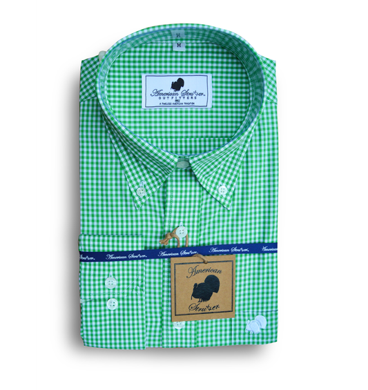 'Green Apple' Gingham Button Down Shirt (Youth)