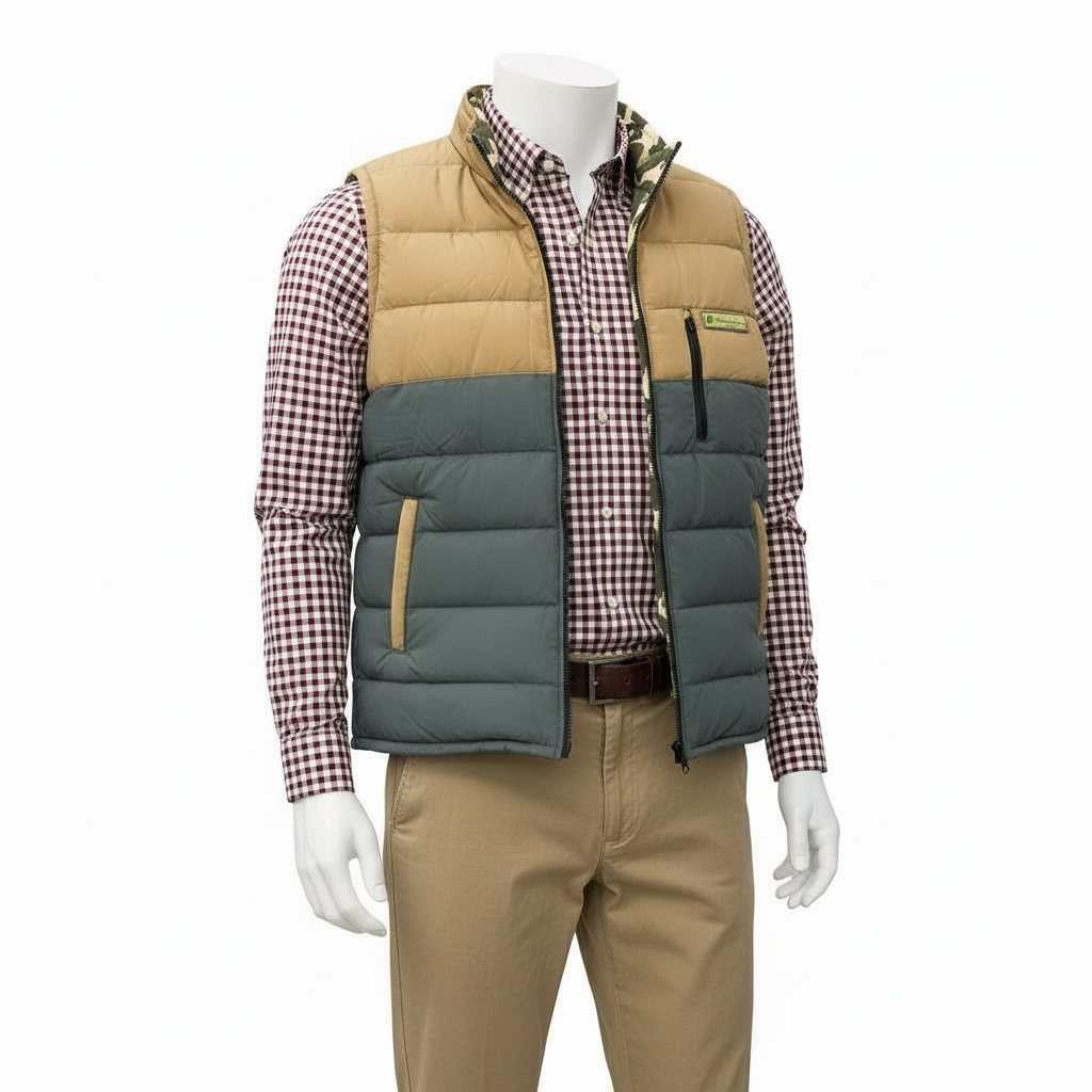 Overland Quilted Reversible Vest (Tan/Olive & Camo)