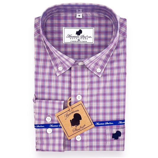 American Strutter® Youth Polyester Series Button Down (Lavender Plaid)