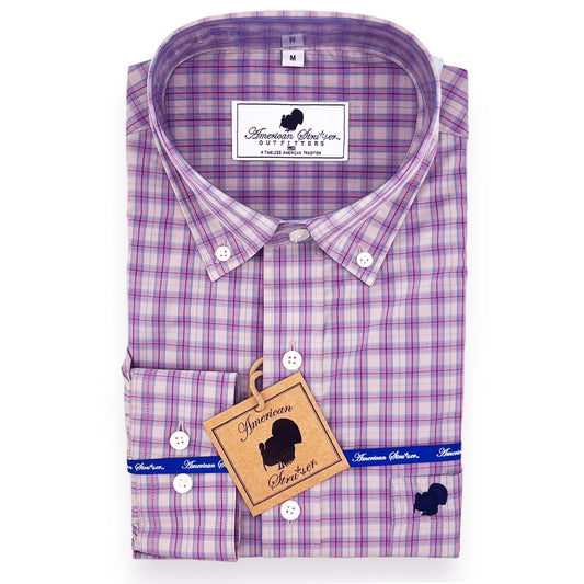 American Strutter® Polyester Series Button Down (Lavender Plaid)