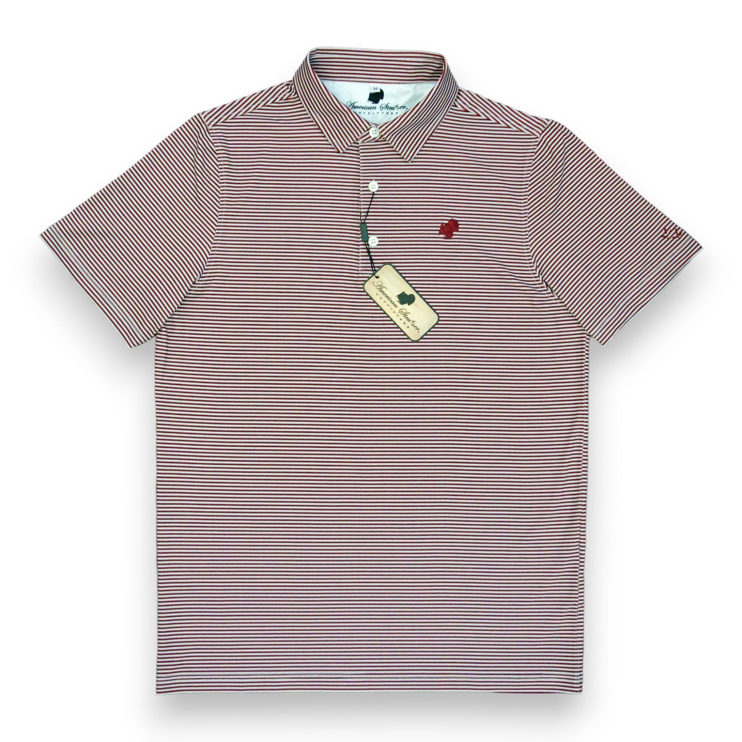 American Strutter® Performance Polo (Maroon/Gray Stripe)