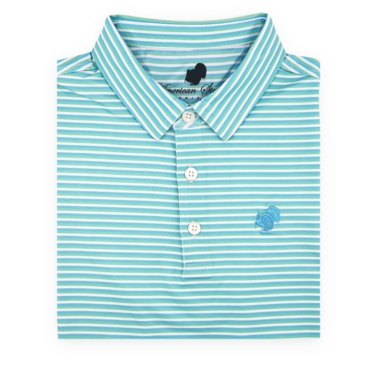 Youth American Strutter® Performance Polo (Sky Blue/Mint/White)