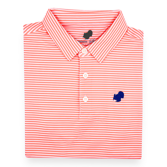 American Strutter® Performance Polo (PEACH/WHITE STRIPE)