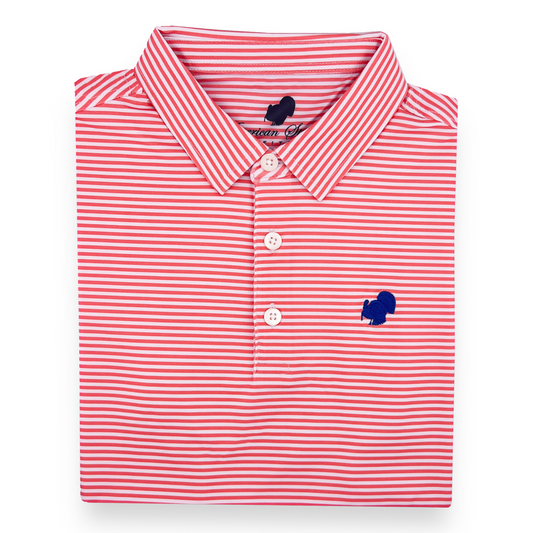 Youth American Strutter® Performance Polo (Peach/White Stripe)