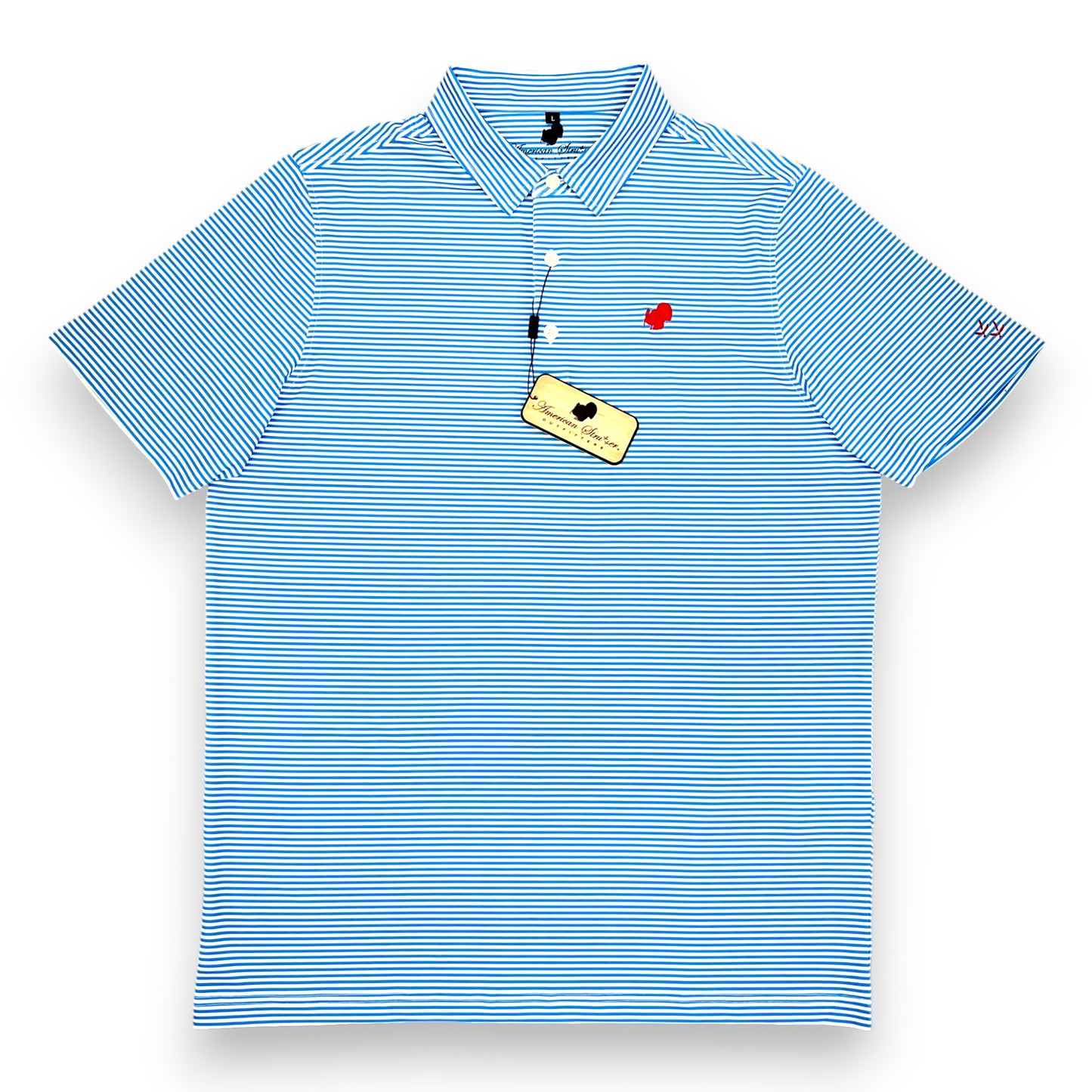 American Strutter® Performance Polo (POWDER BLUE/WHITE STRIPE)