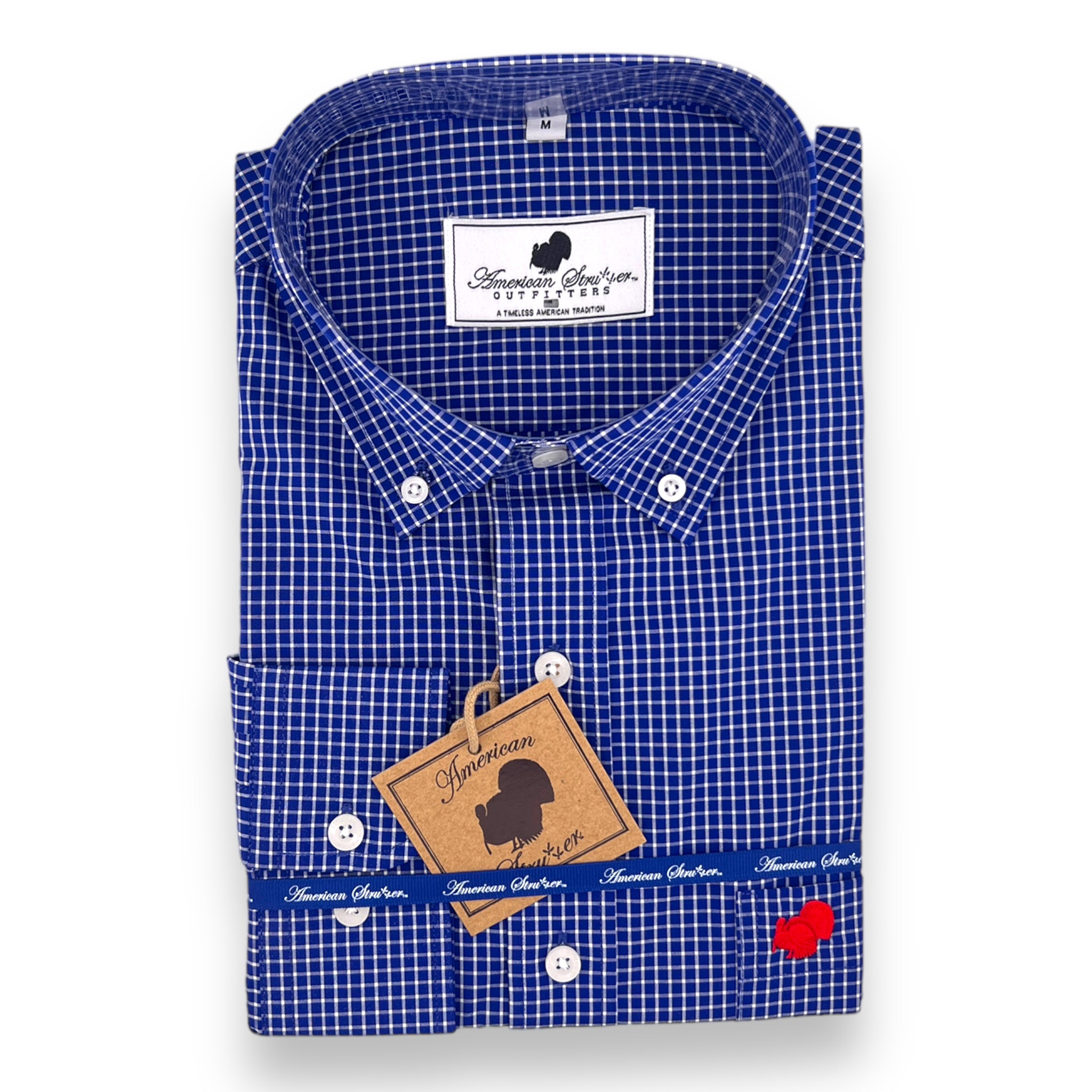 red white and blue dress shirt Non-Iron Cotton Gingham Dress Shirt With Contrast Trim