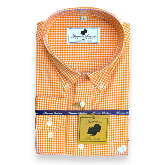 'Apricot Orange' Gingham Button Down Shirt (Youth)