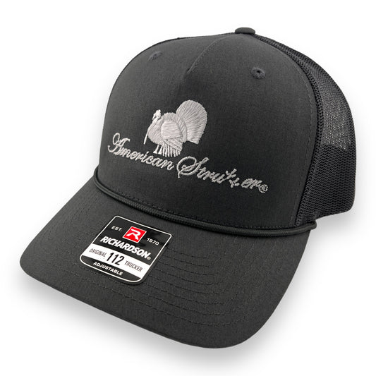 American Strutter® 'FlatLine' SnapBack Rope Hat (Richardson 112) - Charcoal