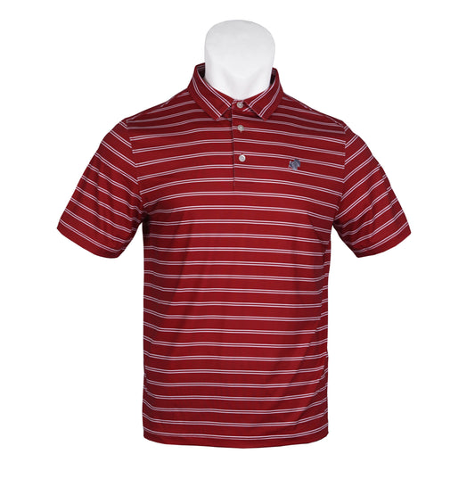 Wholesale '24 American Strutter® Performance Polo (Crimson/White Stripe with Gray Embroidery)