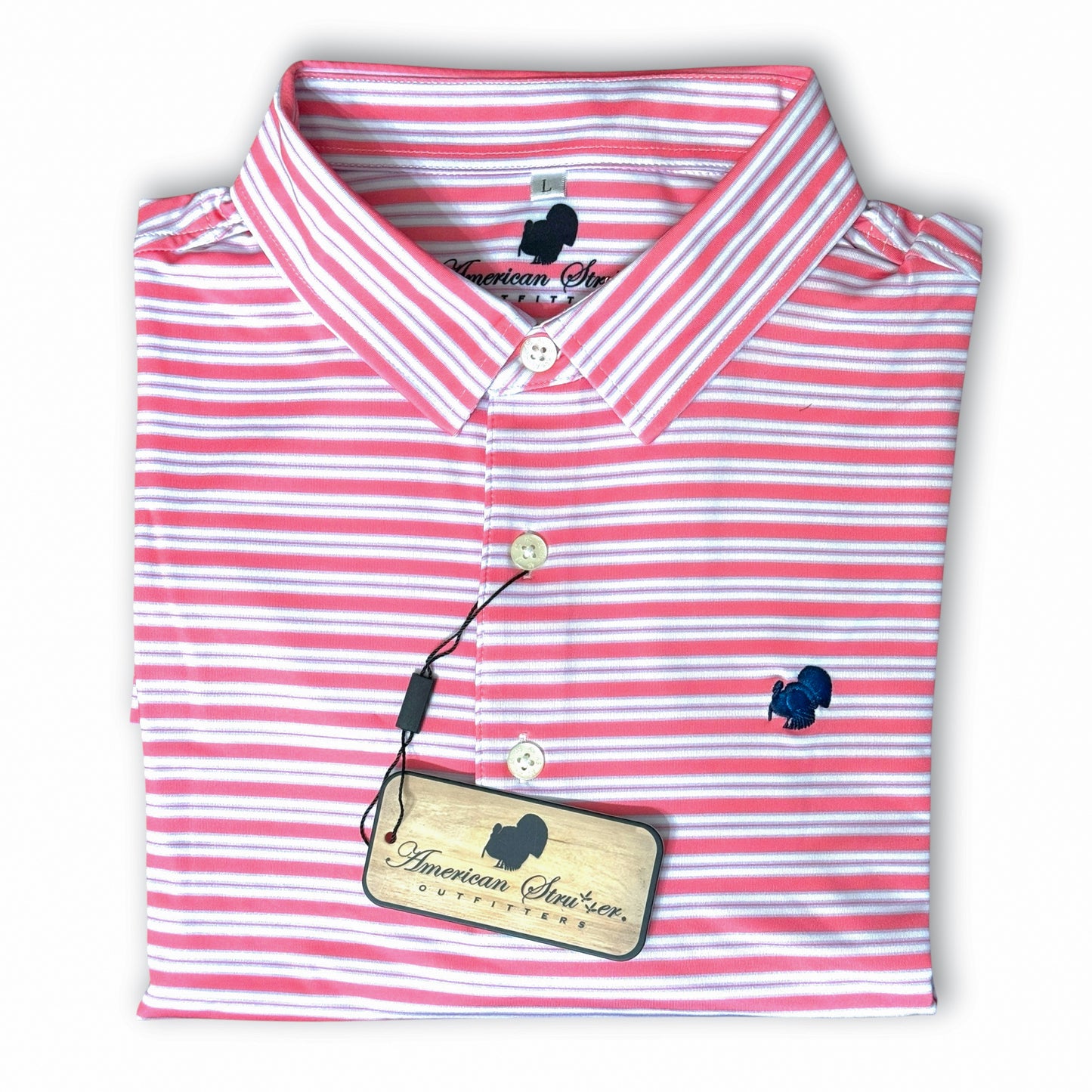 Performance Polo (Salmon/Blue/White)