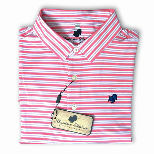 Performance Polo (Salmon/Blue/White)