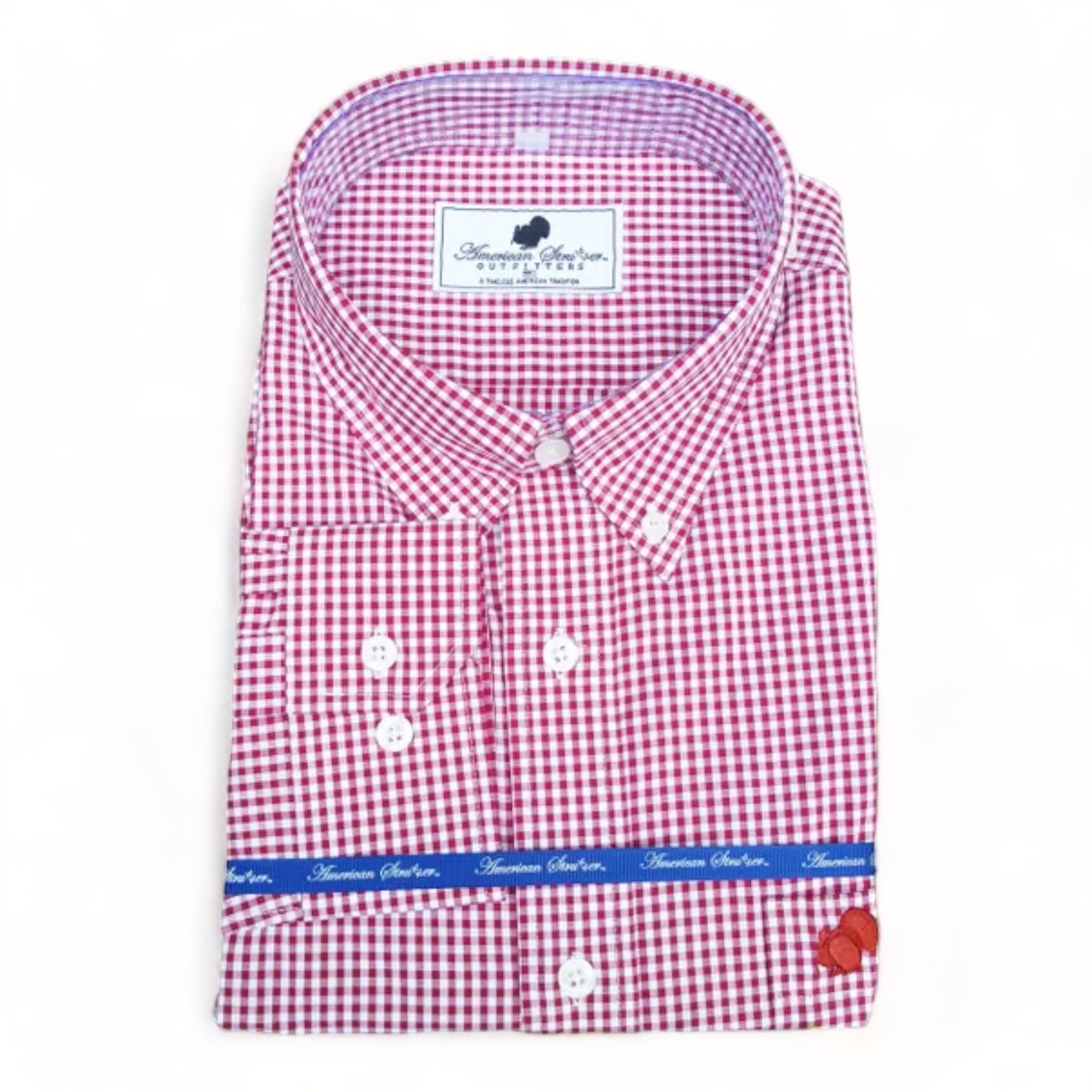 American Strutter® 'Maroon and White' Gameday Gingham Button Down Shirt