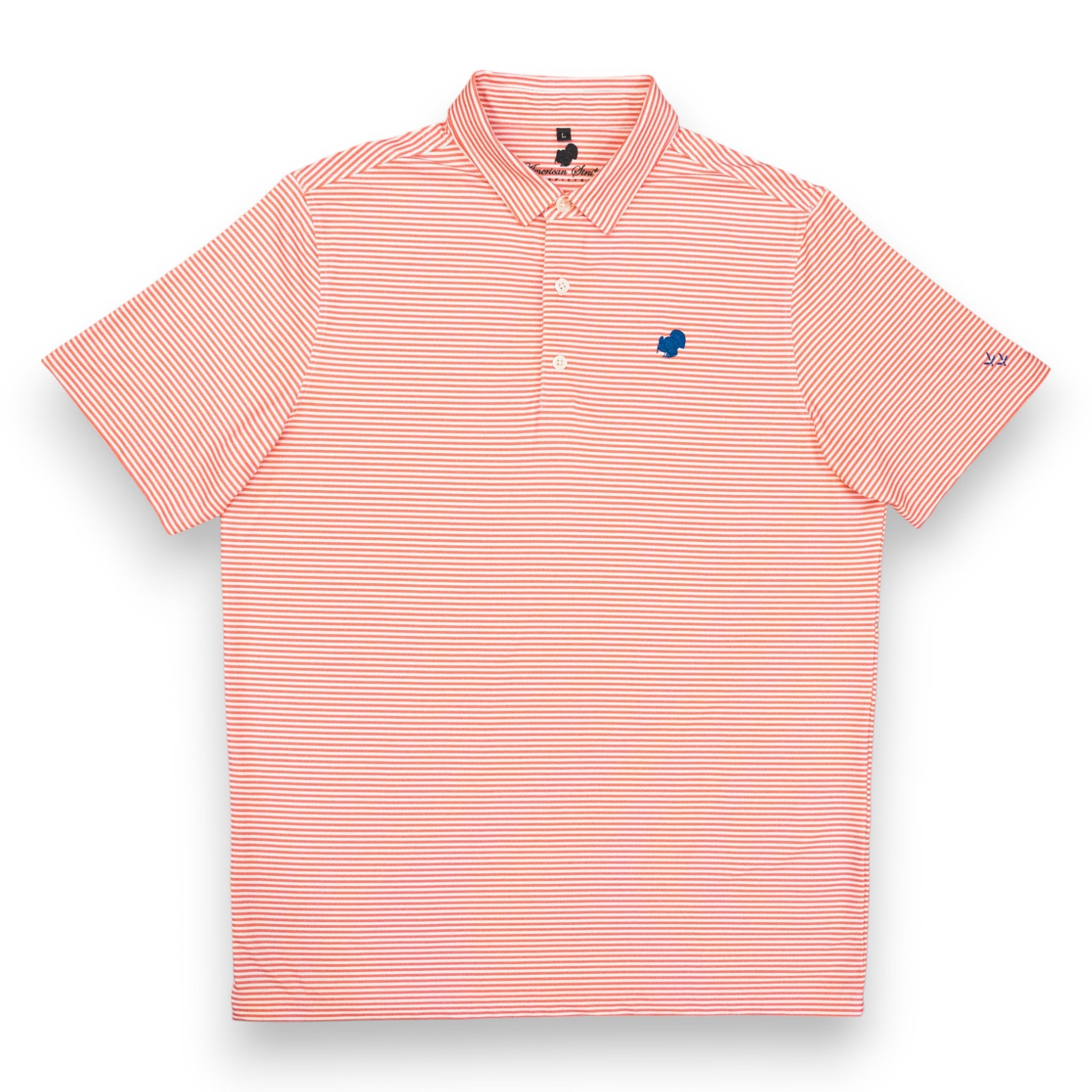 American Strutter® Performance Polo (PEACH/WHITE STRIPE)