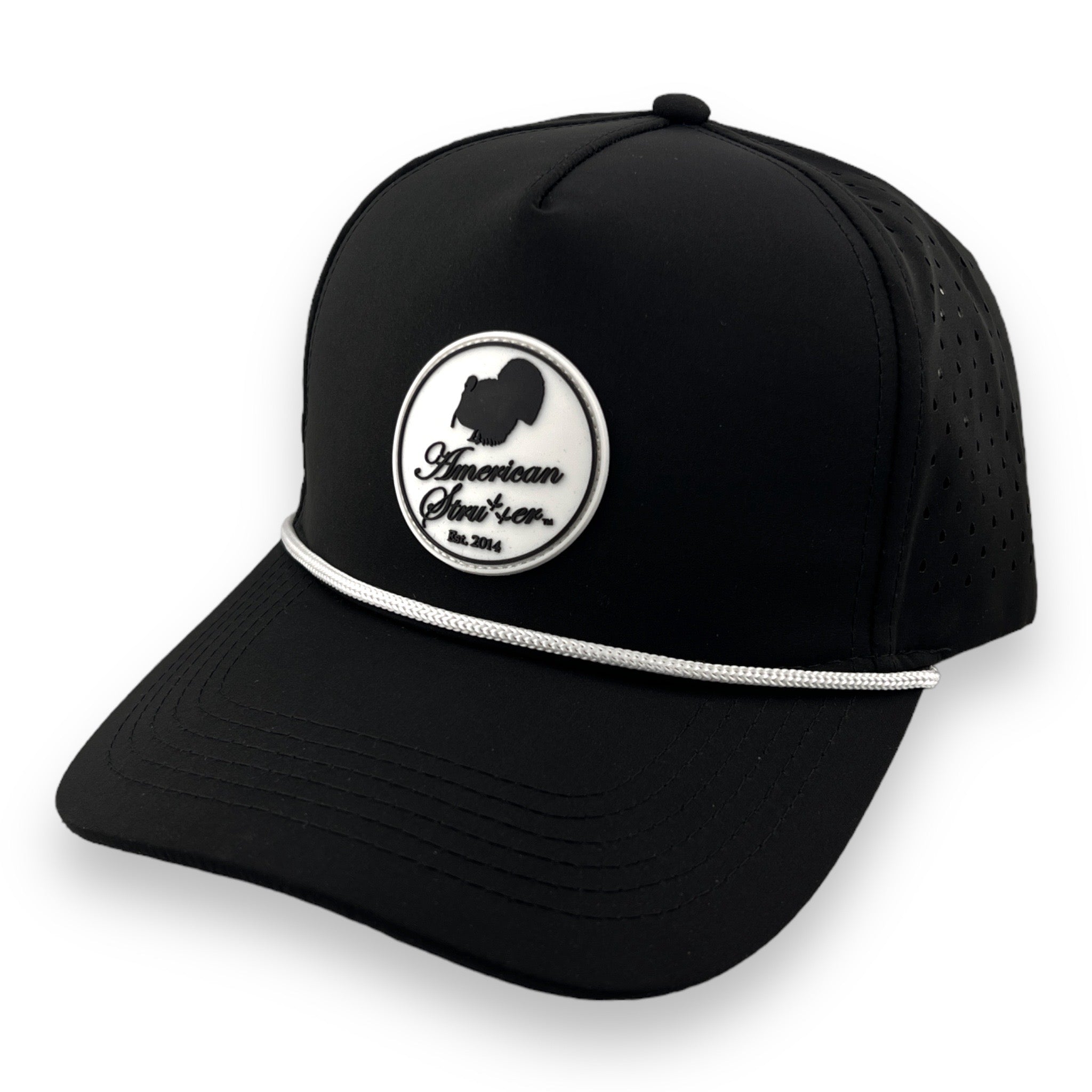 Rust Hat Rope American Strutter® Rubber Patch Rope Hat - Black with White Rope