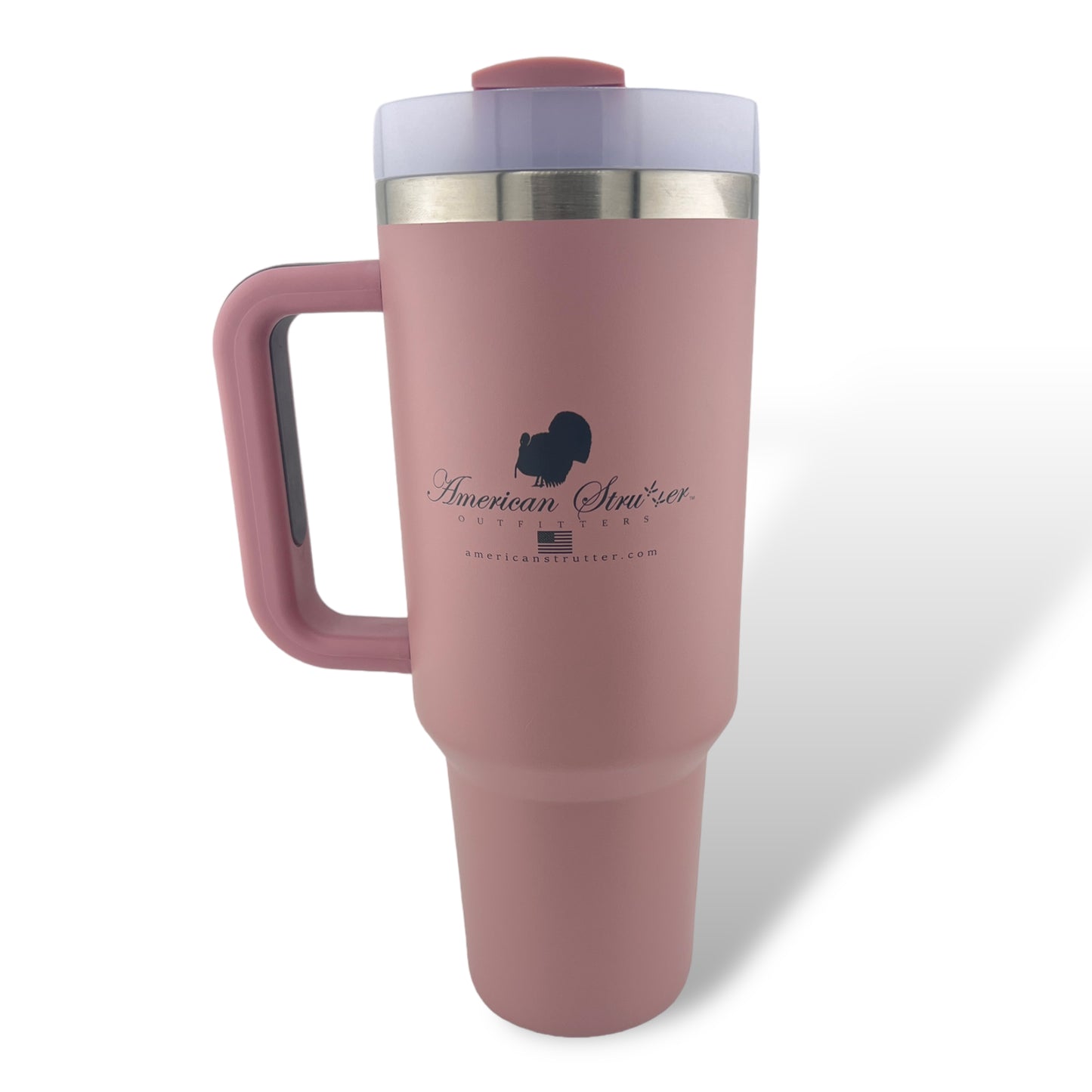 American Strutter® 40oz Stainless Insulated Tumbler with Straw (Pink and Gray)