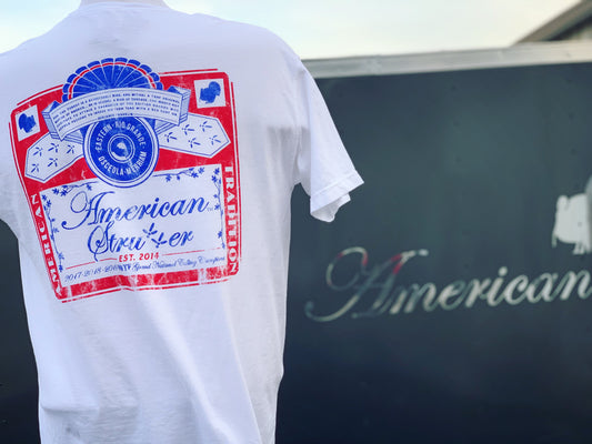 American Strutter® 'American Label' (White) Short Sleeve T-Shirt